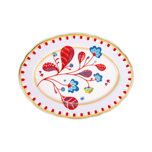 Porcelain Oval Serving Plate - Mamma Mia