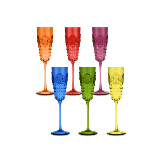 Set 6 Flute Champagne Colori Assortiti - Baroque & Rock Anniversary